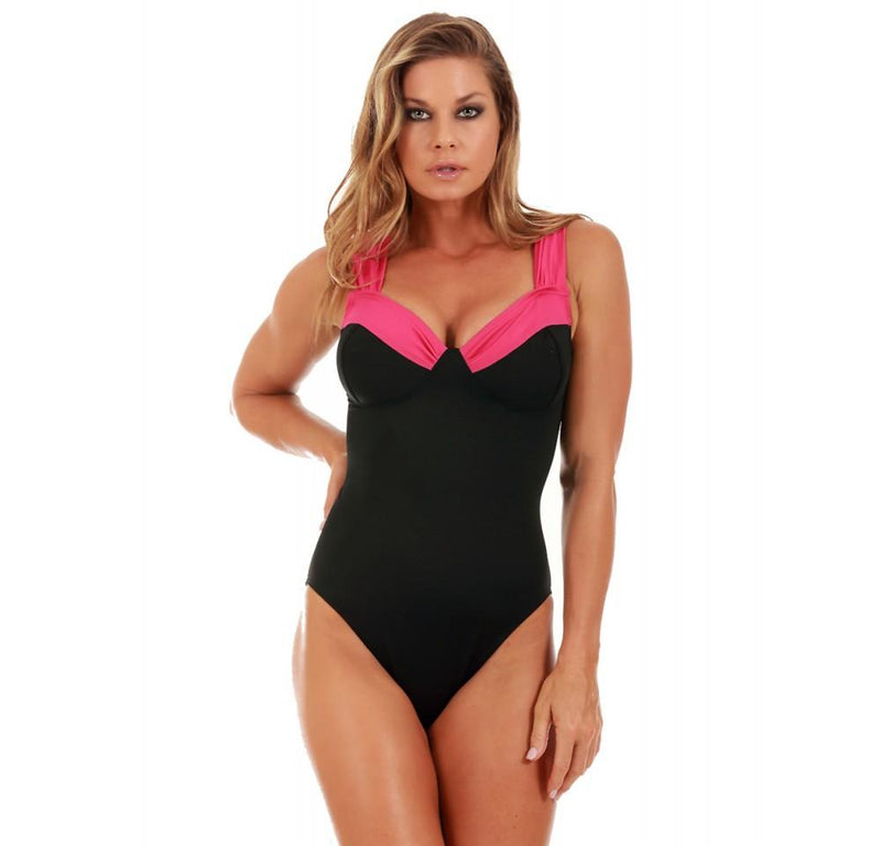 InstantFigure Contrast Trim One Piece Swimsuit 13496P