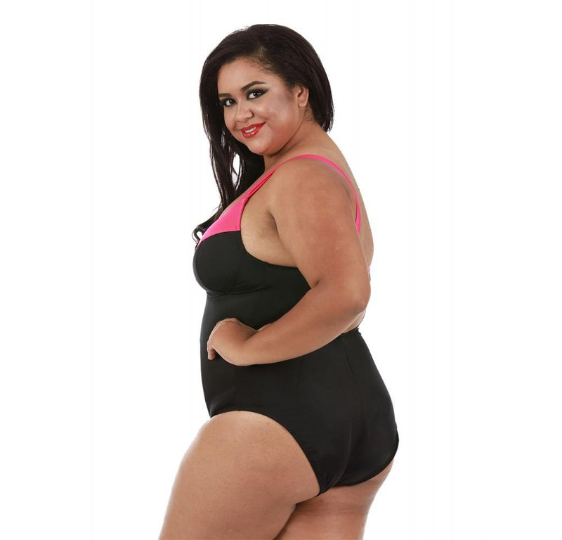 InstantFigure Plus Size Contrast Trim One Piece Swimsuit 13496PC