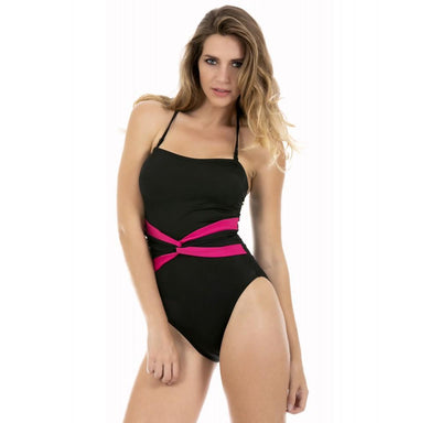 InstantFigure Contrast Twist Front One Piece Swimsuit 13559P