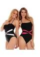 InstantFigure Contrast Twist Front One Piece Swimsuit 13559P