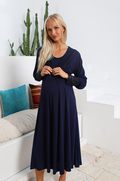 Shopymommy 55102 Silence Lace Embroidered Maternity & Nursing