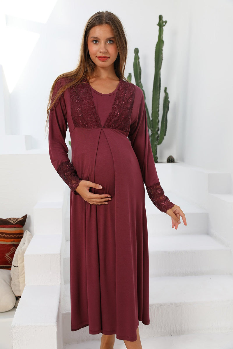 Shopymommy 55102 Silence Lace Embroidered Maternity & Nursing