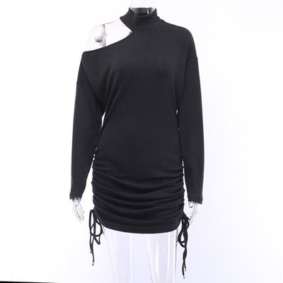 Knitted one piece suit mini dress Women long batwing sleeve