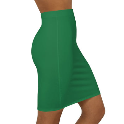 Womens Pencil Skirt, Green Stretch Mini
