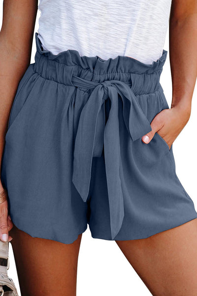 Ruffled Tied Waist Solid Shorts