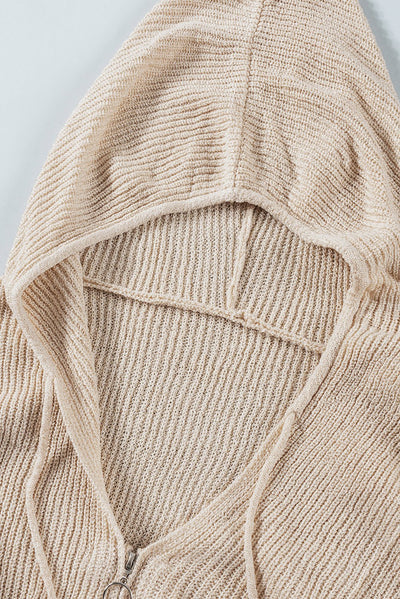 Apricot Zipper Hooded Sweater