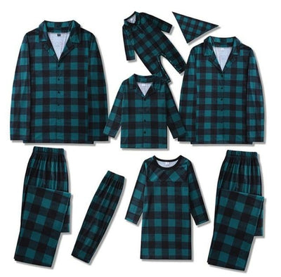 Christmas Family Matching Pajamas Plaid Cotton Mother Father Baby Kids