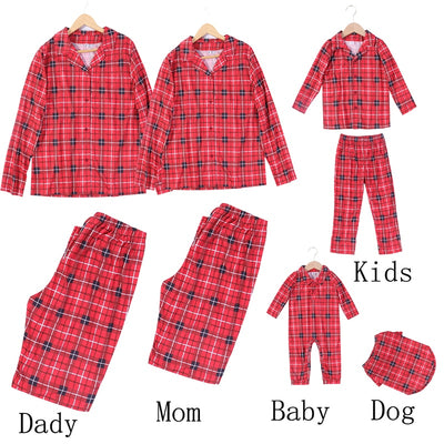 Christmas Family Matching Pajamas Plaid Cotton Mother Father Baby Kids