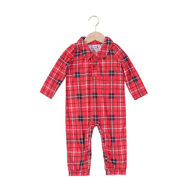 Christmas Family Matching Pajamas Plaid Cotton Mother Father Baby Kids