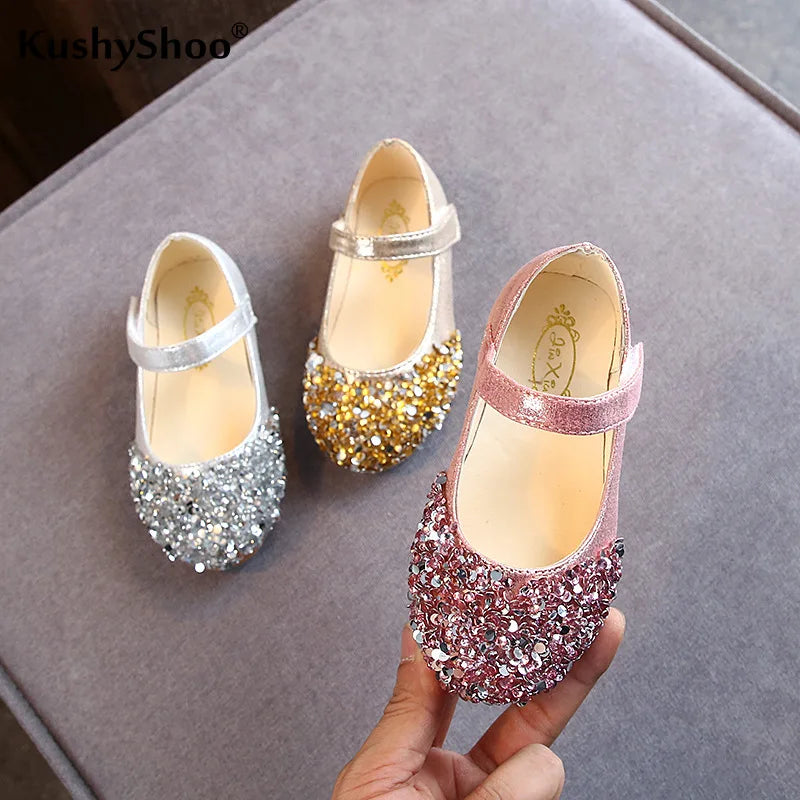 KushyShoo 2021 Spring New Children Shoes Girls Princess Shoes Glitter