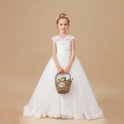 Floor-Length Flower Girl Dress For Kids Festivity Celebration Wedding