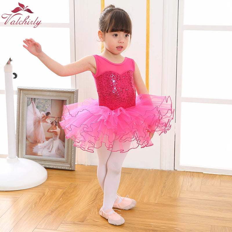 Nice Girls Ballerina Fairy Prom Party Costume Kids Sequined Flower