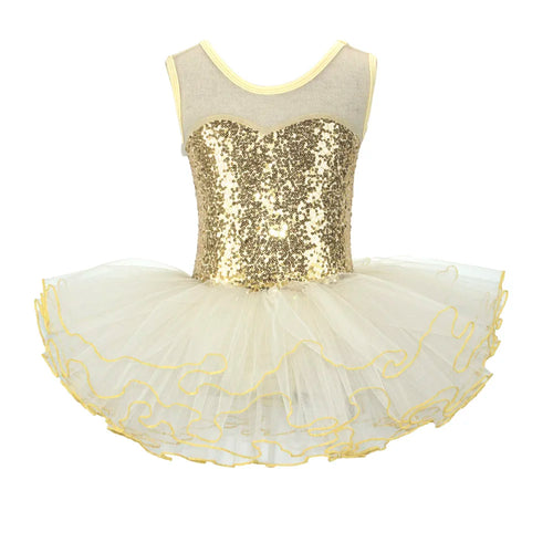 Nice Girls Ballerina Fairy Prom Party Costume Kids Sequined Flower