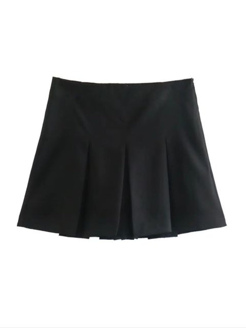 KONDALA Vintage Dark Grey Mini Skirts Women Ruffles Pleated Sexy