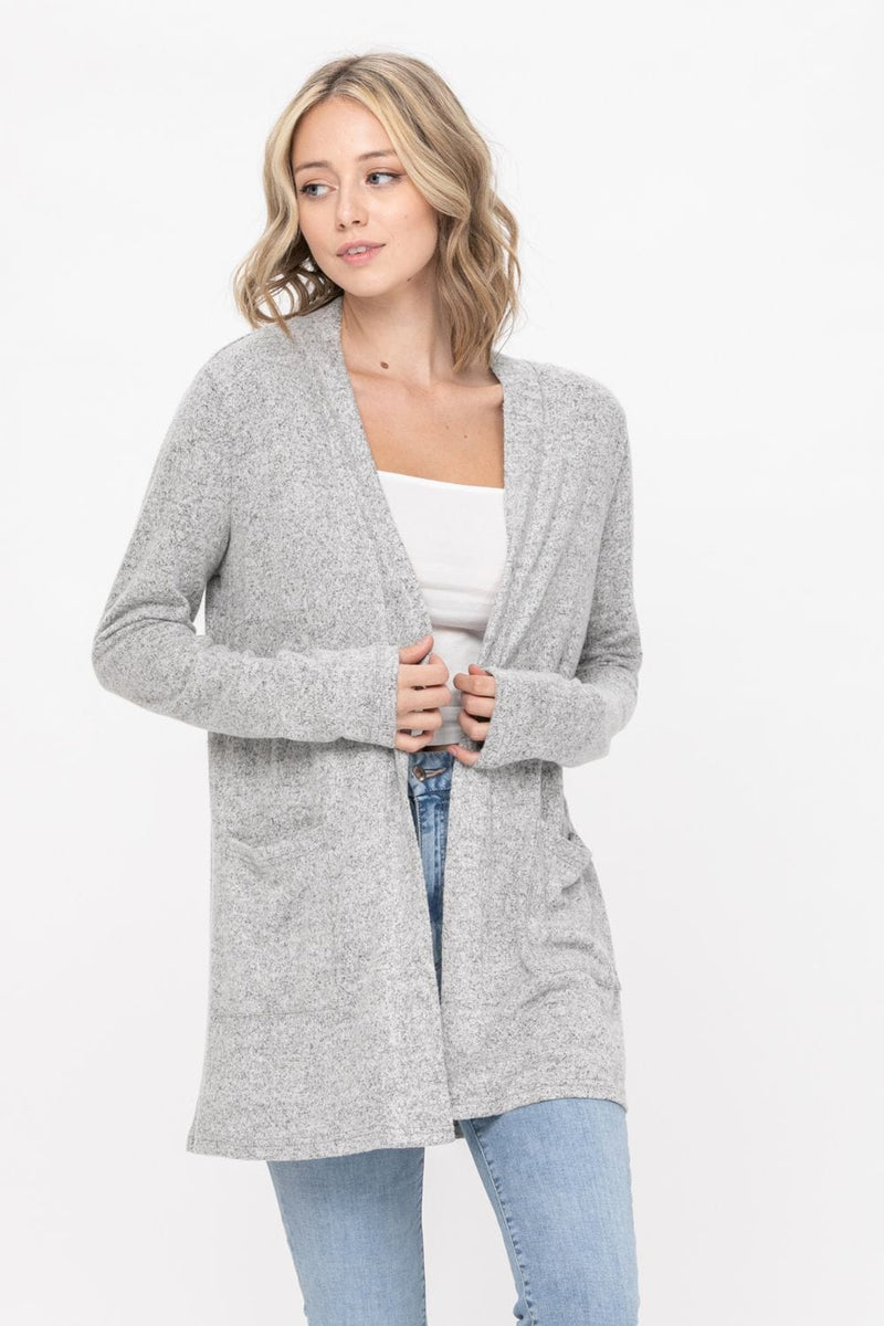 Basic Open Front Long Sleeve Soft Knit Cardigan Sweater Lightweight