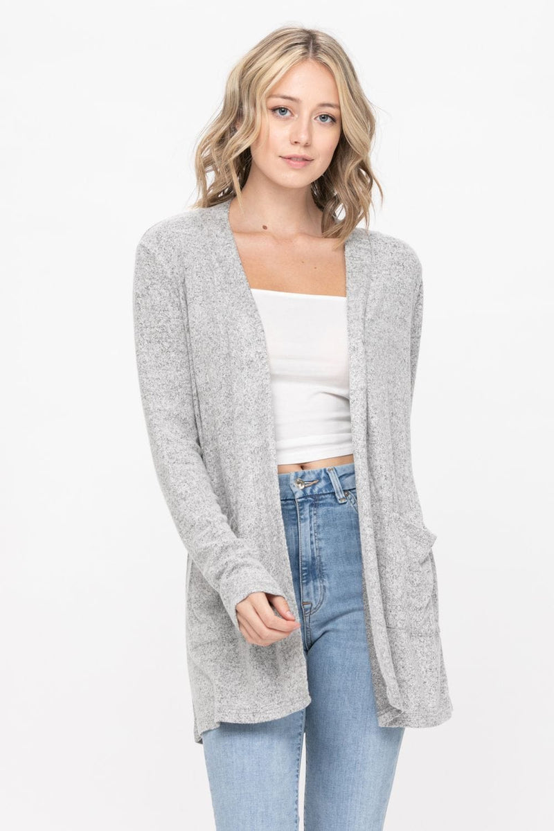 Basic Open Front Long Sleeve Soft Knit Cardigan Sweater Lightweight