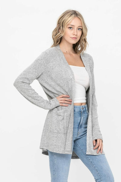 Basic Open Front Long Sleeve Soft Knit Cardigan Sweater Lightweight