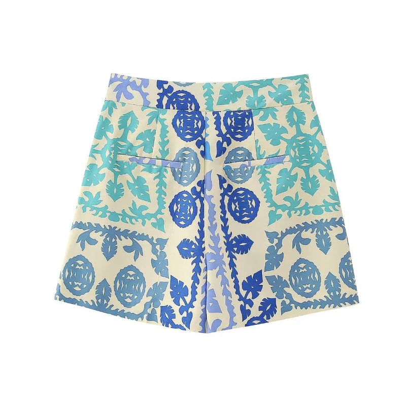 Women Printed Shorts 2023 New Clothing Pockets Modern Lady Casual