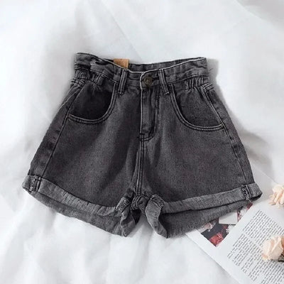 PTKPCC New Summer Korean Retro High-waist Loose  Jeans Shorts Women