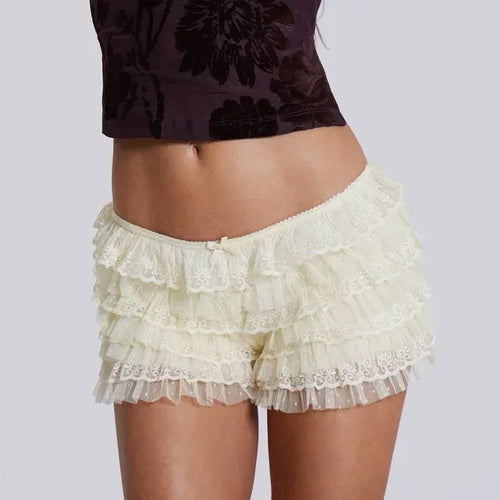 Lace Bloomers y2k Aesthetic Women Black Low Waist Layered Mesh Panties