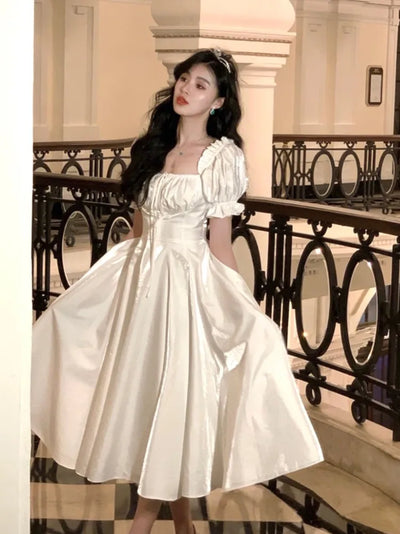 French Vintage Burgundy Evening Party Dress Women 2023 Summer Elegant