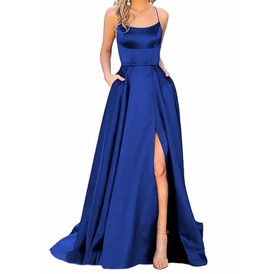 Women Dress Elegant Vintage Ladies Backless Long Dresses Wine Party