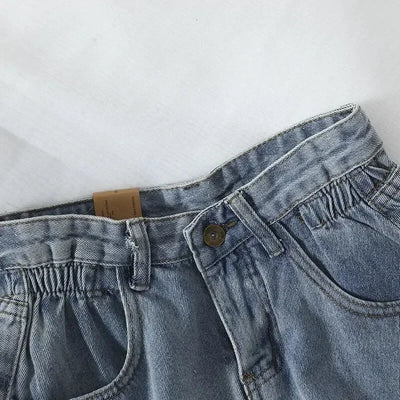 PTKPCC New Summer Korean Retro High-waist Loose  Jeans Shorts Women