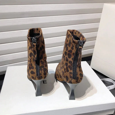 Leopard Print Women Ankle Boots Fashion Elegant Dancing Party Prom