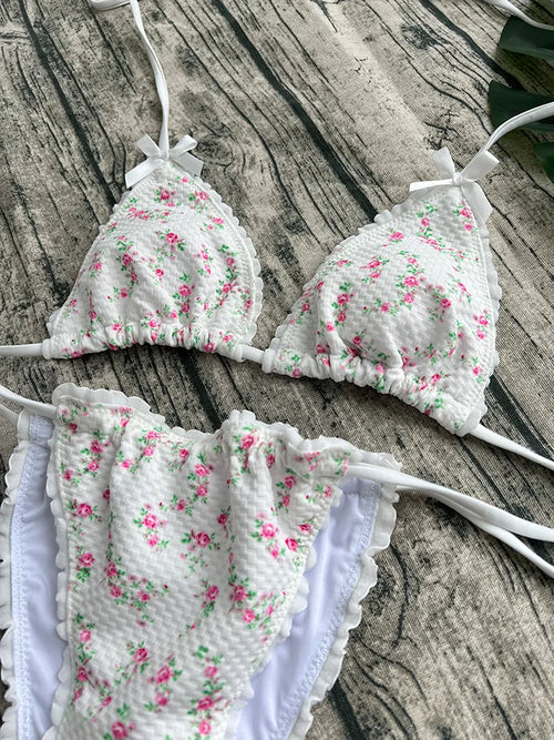 Mini Bowknot Bikinis Set for Women Patchwork Swimsuit Summer Beach