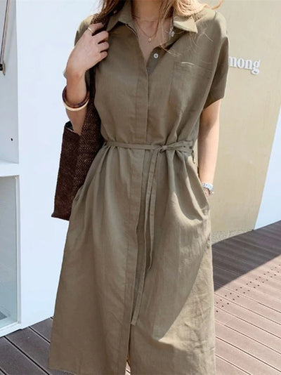 Summer Women Dress Shirt Dress Long Evening Female Vintage Maxi Party