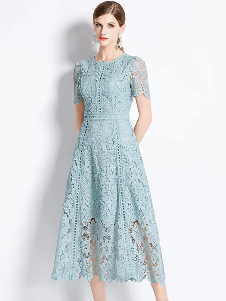 JAMERARY Vintage Holiday Lace Hollow Out Prom Dress For Women&