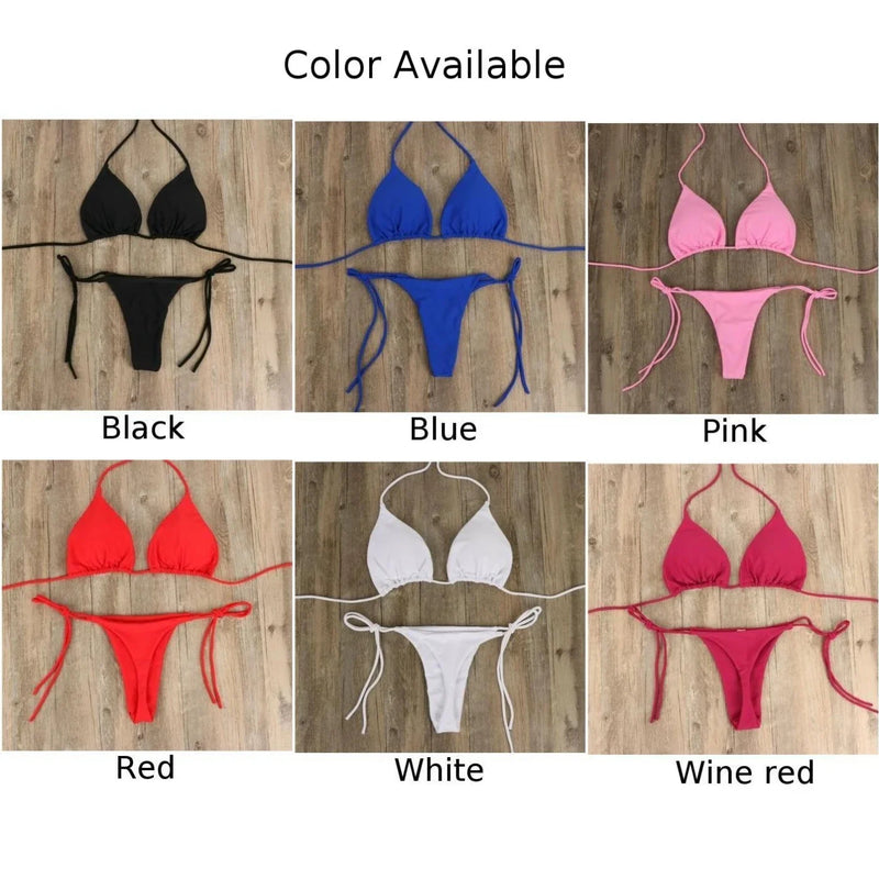 2022 Summer Solid Beach Swimsuit Swimsuits For Women Sexy Halter