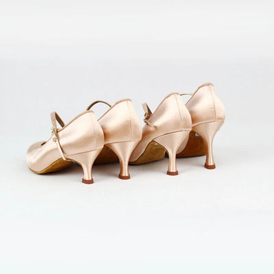 BD Dance Women Standard Shoes 138 ClASSIC Fresh Tan Satin High Heel