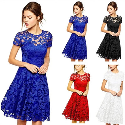 Elegant Plus Size Summer Mini Dress Round Neck Women Summer Dress