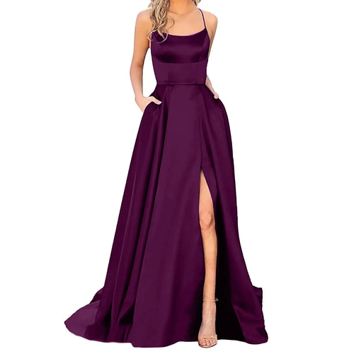 Women Dress Elegant Vintage Ladies Backless Long Dresses Wine Party