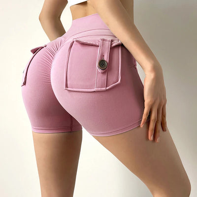 Peach Butt Fitness Shorts Women's Exercise Three-Quarter Pants Cargo