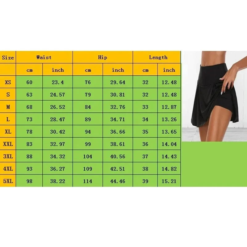 Women Skrits Summer Above Knee Double-Layer Sports Shorts Dress Quick