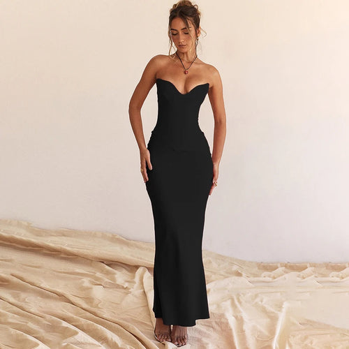 WannaThis Corsets Tube Sleeveless Midi Dress Prom New In Backless