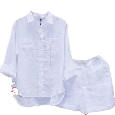 2024 Summer Casual Shirt Two Piece Set For Women Shorts 2 Piece Sets