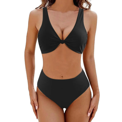 Y2k Vintage Bikini Sets Swimsuit Women Two-Piece Suits Swimwear Solid