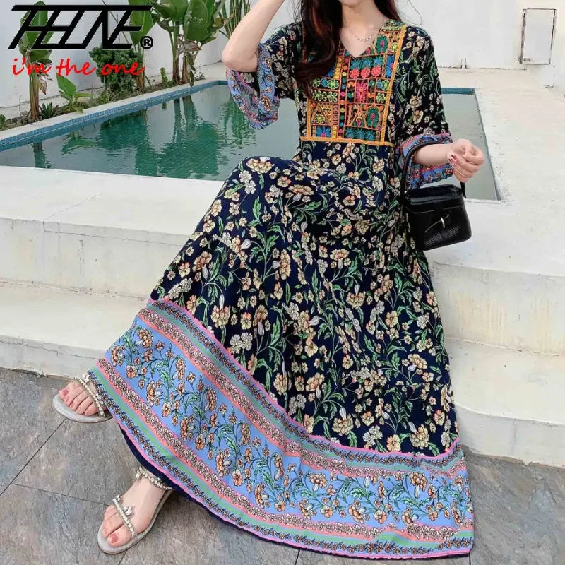 Indian Dress for Women Summer Embroidery Chic Elegant Party Dresses