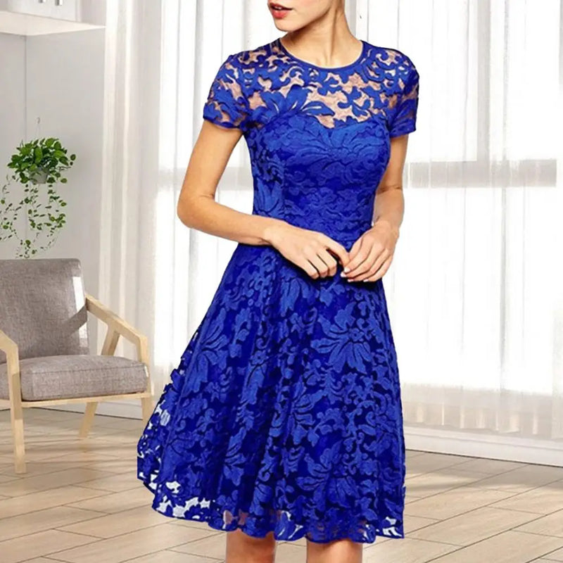 Elegant Plus Size Summer Mini Dress Round Neck Women Summer Dress