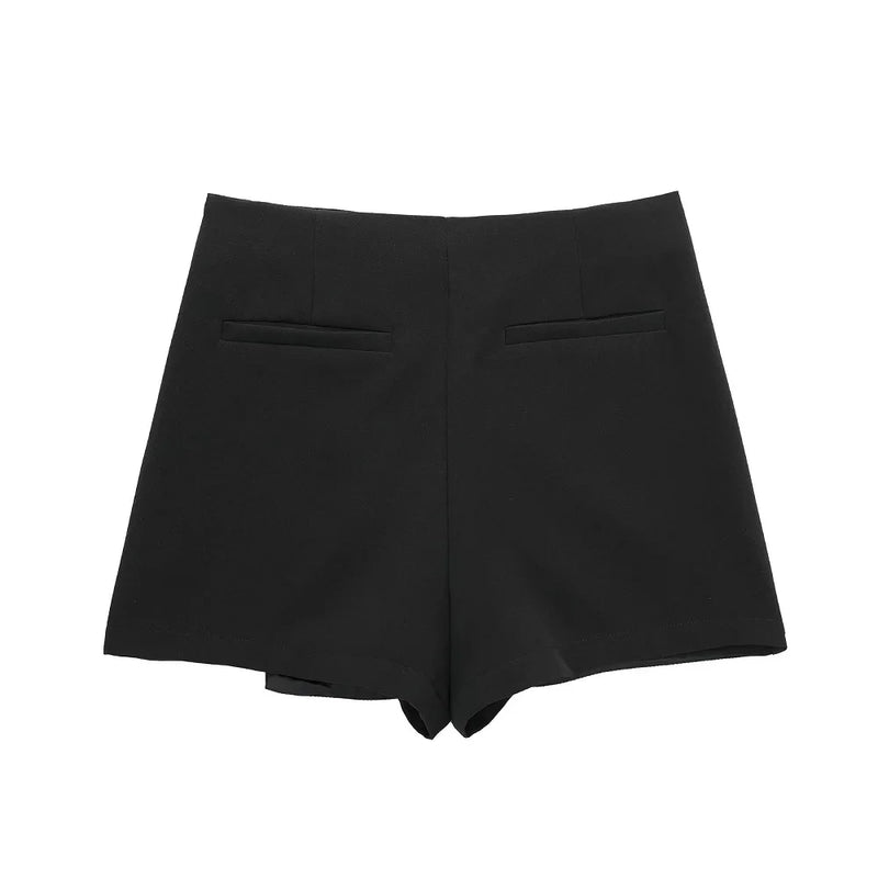 TRAF Woman High waist Shorts Skirts Asymmetric Shorts Skirts Black