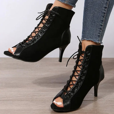 Sandals Hollow Mesh Heels Women's Shoes Summer 2022 Trend Black