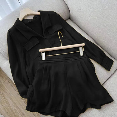 Spring Shirt Two Piece Set For Women Summer Shorts 2 Piece Sets Suits