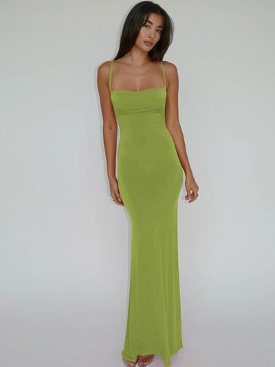 Hugcitar 2024 Spring Solid Sleeveless Backless Elegant Sexy Bodycon