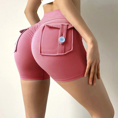 Peach Butt Fitness Shorts Women's Exercise Three-Quarter Pants Cargo