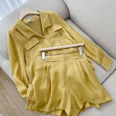 Spring Shirt Two Piece Set For Women Summer Shorts 2 Piece Sets Suits