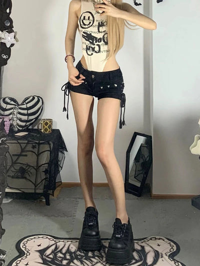 Shorts Women Skinny Creativity Lace-up Popular Streetwear Daily