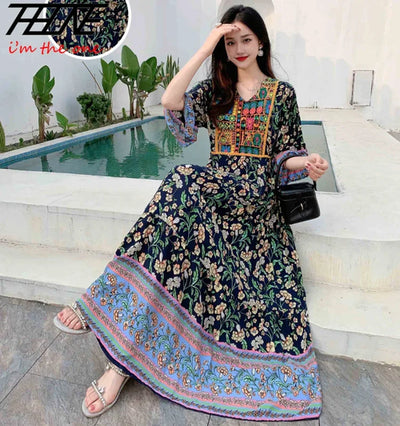 Indian Dress for Women Summer Embroidery Chic Elegant Party Dresses